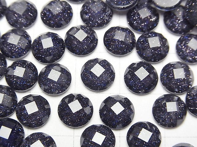 [Video] Blue Golden Sand Stone x Crystal AAA Round Faceted Cabochon 8x8mm 3pcs