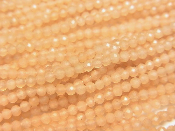 [Video]High Quality! Pale Orange Jade Faceted Round 2mm 1strand beads (aprx.12inch/29cm)