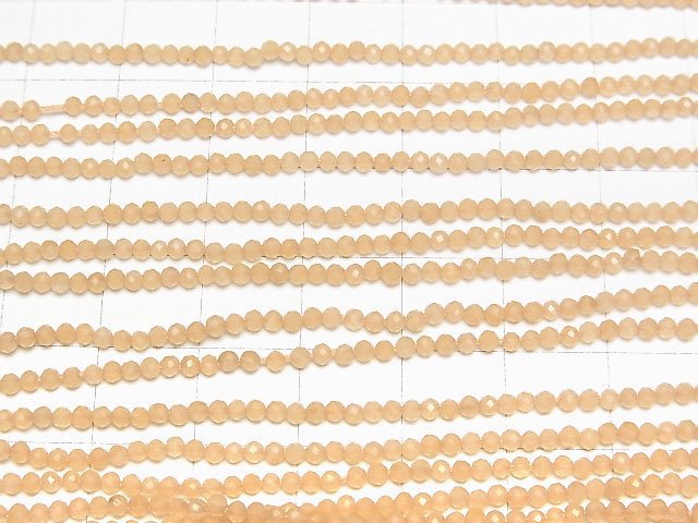 [Video]High Quality! Pale Orange Jade Faceted Round 2mm 1strand beads (aprx.12inch/29cm)