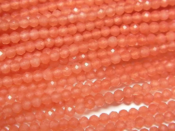 [Video]High Quality! Orange Jade Faceted Round 2mm 1strand beads (aprx.12inch/29cm)