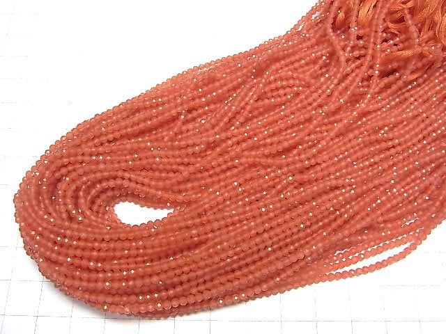 [Video]High Quality! Orange Jade Faceted Round 2mm 1strand beads (aprx.12inch/29cm)