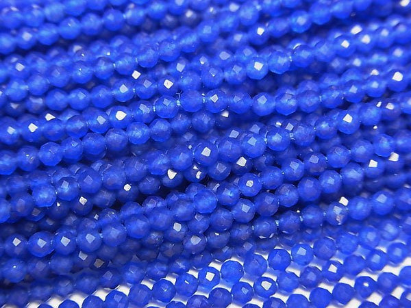 [Video]High Quality! Dark Blue Jade Faceted Round 2mm 1strand beads (aprx.12inch/30cm)