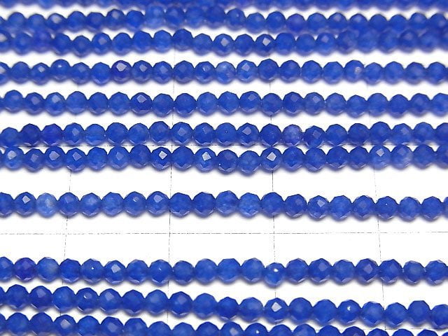 [Video]High Quality! Dark Blue Jade Faceted Round 2mm 1strand beads (aprx.12inch/30cm)