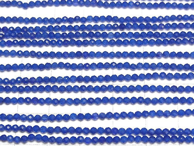 [Video]High Quality! Dark Blue Jade Faceted Round 2mm 1strand beads (aprx.12inch/30cm)