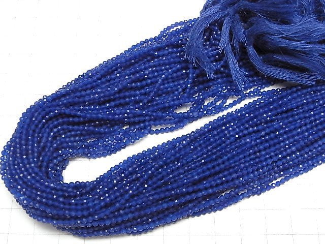 [Video]High Quality! Dark Blue Jade Faceted Round 2mm 1strand beads (aprx.12inch/30cm)