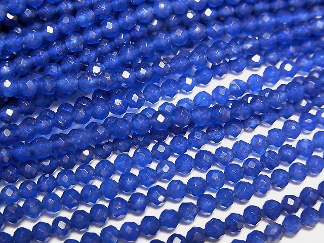 [Video]High Quality! Navy Blue Jade Faceted Round 2mm 1strand beads (aprx.12inch/30cm)