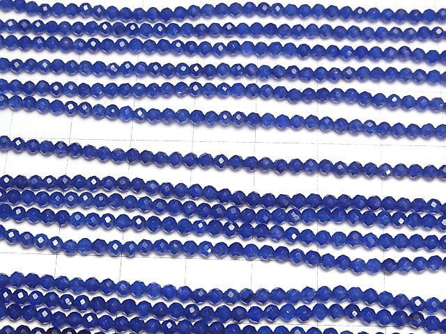 [Video]High Quality! Navy Blue Jade Faceted Round 2mm 1strand beads (aprx.12inch/30cm)