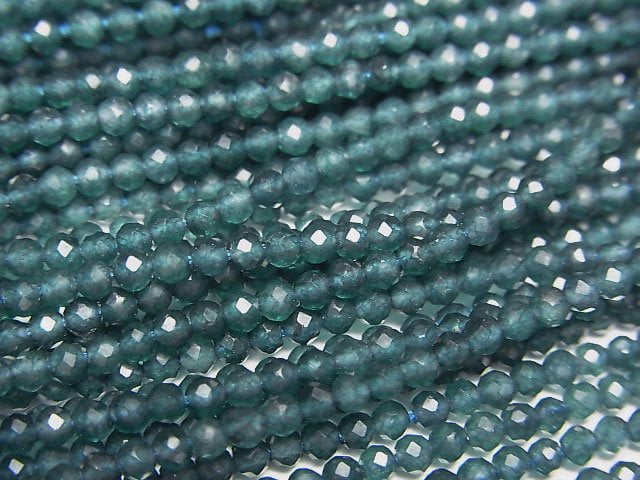 [Video]High Quality! Blue Green Jade Faceted Round 2mm 1strand beads (aprx.12inch/30cm)