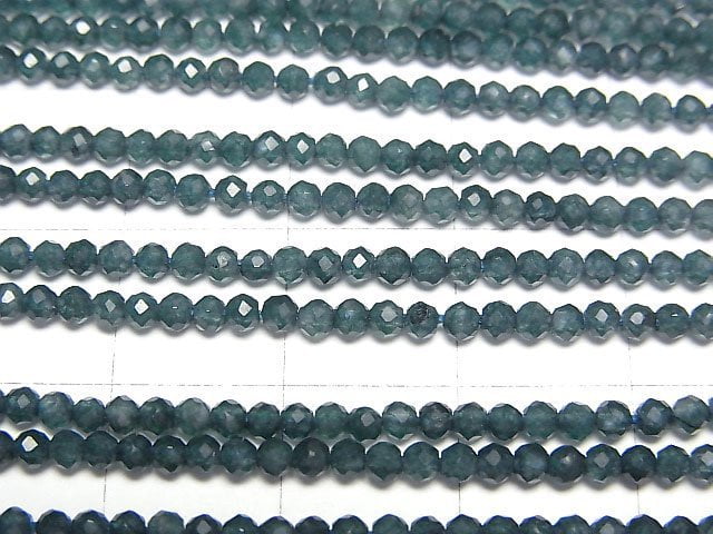 [Video]High Quality! Blue Green Jade Faceted Round 2mm 1strand beads (aprx.12inch/30cm)