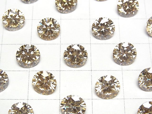 [Video] Moissanite AAA Loose stone Round Faceted 8x8mm [Champagne] 1pc