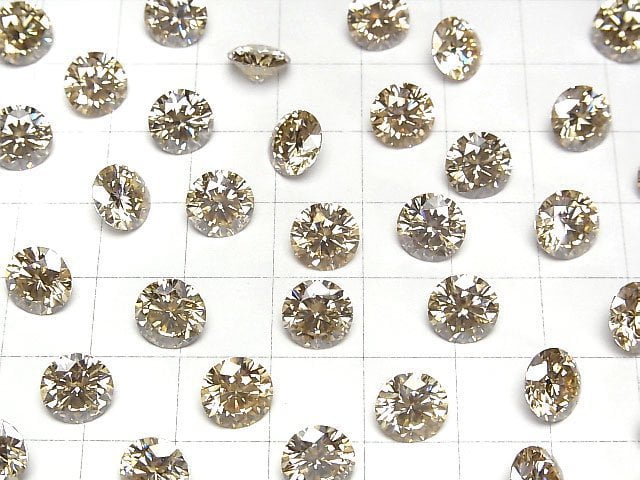 [Video] Moissanite AAA Loose stone Round Faceted 8x8mm [Champagne] 1pc