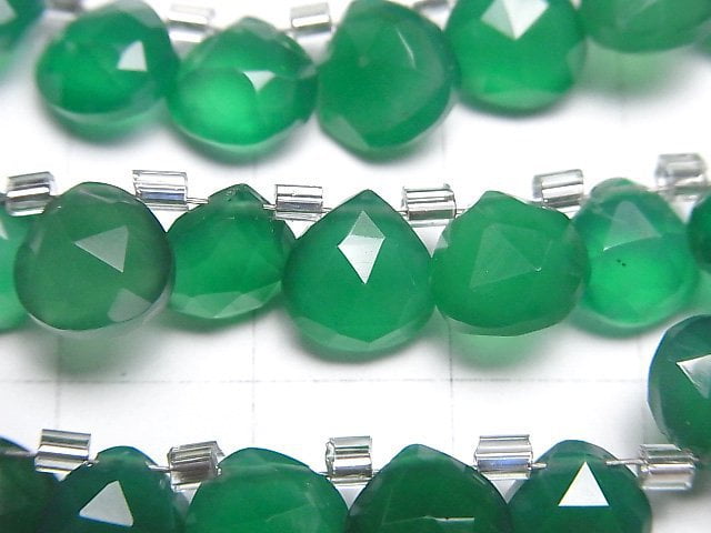 [Video]High Quality Green Onyx AAA Chestnut Faceted Briolette 8x8mm half or 1strand (Approx 28pcs)