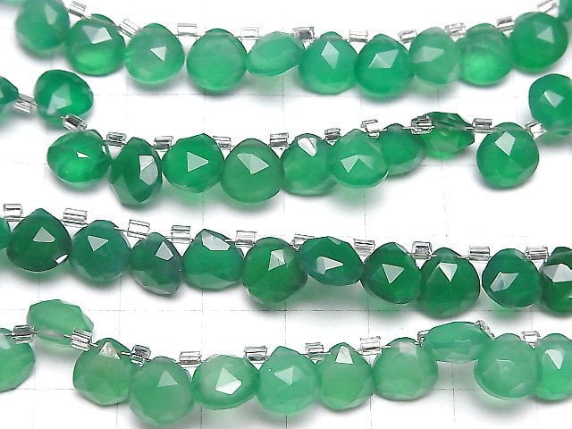 [Video]High Quality Green Onyx AAA Chestnut Faceted Briolette 8x8mm half or 1strand (Approx 28pcs)