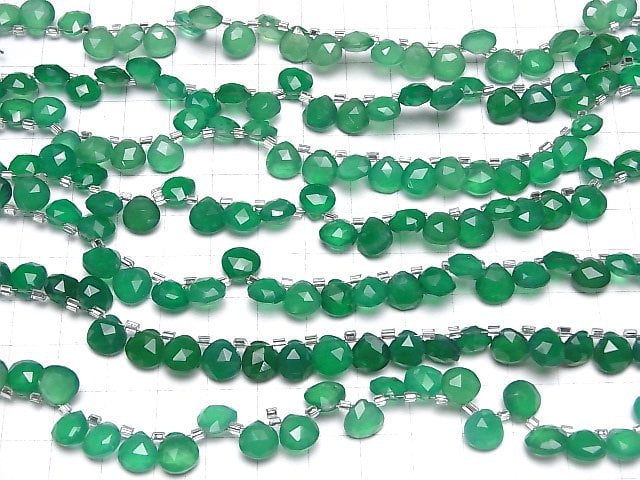 [Video]High Quality Green Onyx AAA Chestnut Faceted Briolette 8x8mm half or 1strand (Approx 28pcs)