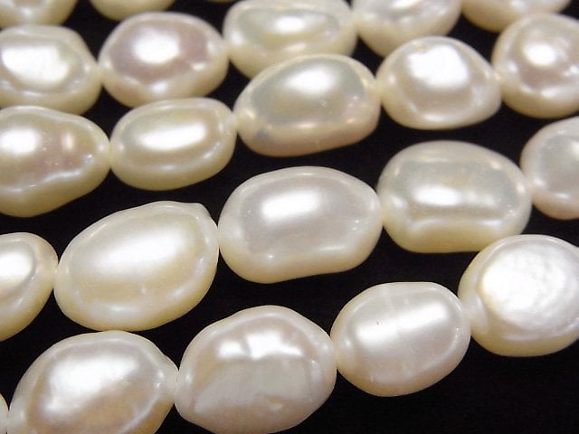 [Video] Fresh Water Pearl AA++ Baroque 8-10mm White 1strand beads (aprx.14inch/34cm)