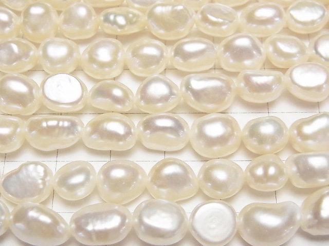 [Video] Fresh Water Pearl AA++ Baroque 8-10mm White 1strand beads (aprx.14inch/34cm)