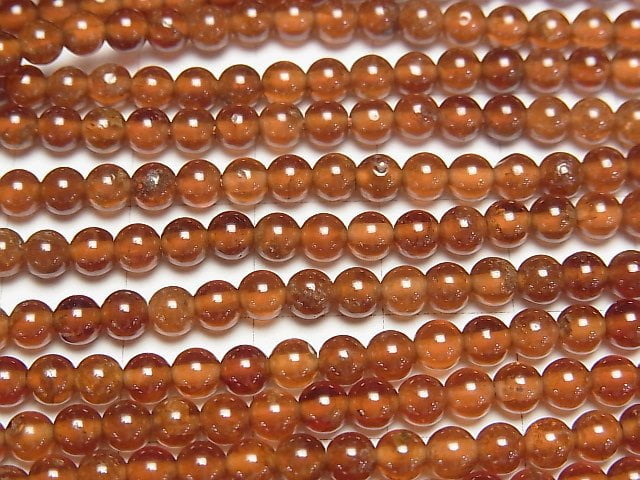 [Video]Hessonite Garnet AA Round 4mm 1strand beads (aprx.15inch/37cm)