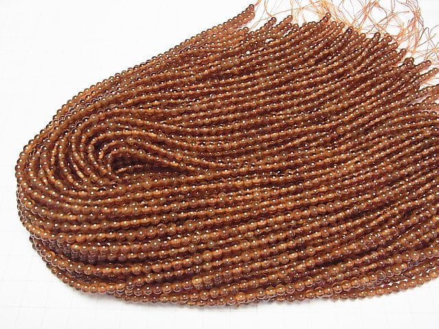 [Video]Hessonite Garnet AA Round 4mm 1strand beads (aprx.15inch/37cm)