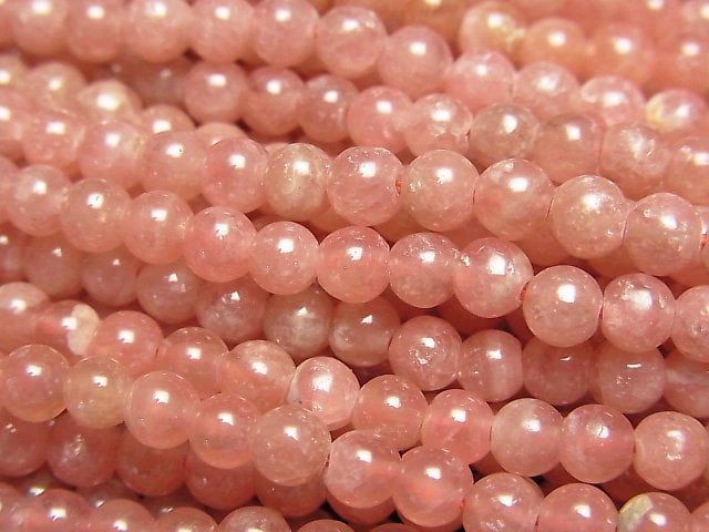 [Video] Argentina Rhodochrosite AA++ Round 4mm 1strand beads (aprx.15inch/37cm)