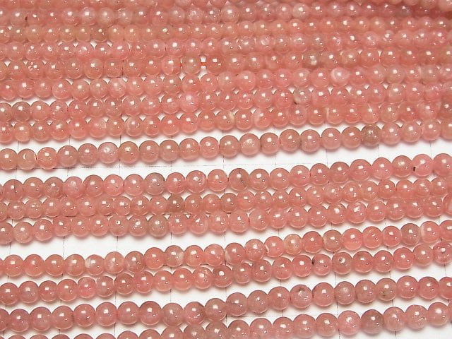 [Video] Argentina Rhodochrosite AA++ Round 4mm 1strand beads (aprx.15inch/37cm)