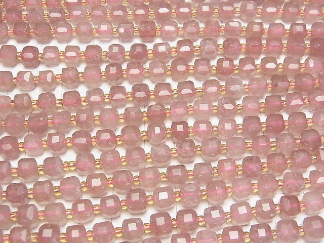 [Video]High Quality! Pink Epidote AA++ Cube Shape 6.5x6.5x6.5mm half or 1strand beads (aprx.15inch/36cm)