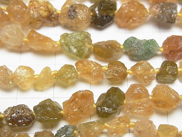 [Video] Green & Yellow Tourmaline AA Rough Rock Nugget 1strand beads (aprx.15inch/38cm)