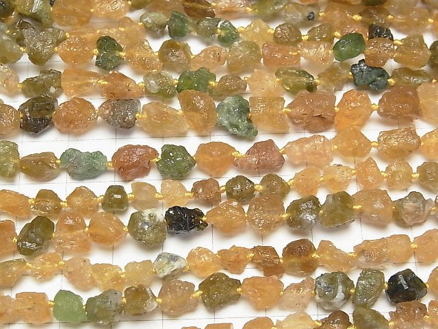 [Video] Green & Yellow Tourmaline AA Rough Rock Nugget 1strand beads (aprx.15inch/38cm)