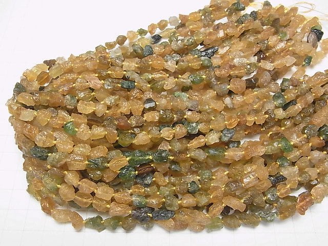 [Video] Green & Yellow Tourmaline AA Rough Rock Nugget 1strand beads (aprx.15inch/38cm)