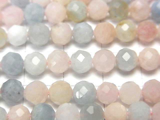 High Quality! Beryl Mix (Multicolor Aquamarine) AA 64Faceted Round 6mm half or 1strand beads (aprx.15inch/37cm)