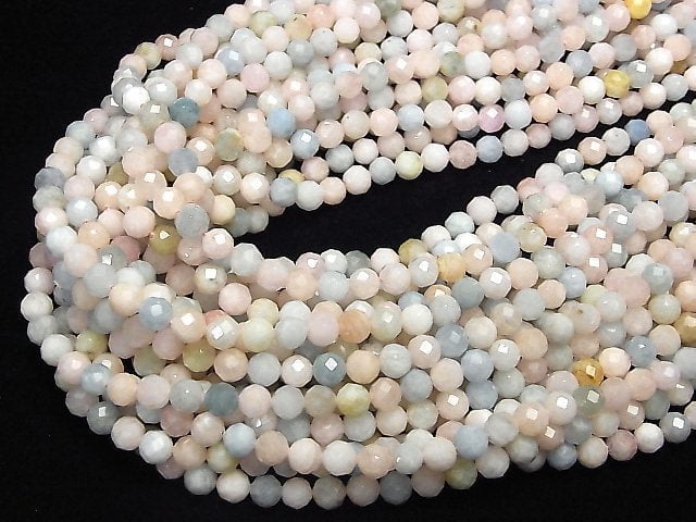 High Quality! Beryl Mix (Multicolor Aquamarine) AA 64Faceted Round 6mm half or 1strand beads (aprx.15inch/37cm)