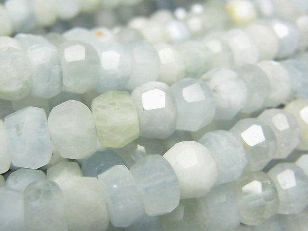 [Video]High Quality! Beryl Mix (Multicolor Aquamarine) AA Faceted Button Roundel 8x8x5mm half or 1strand beads (aprx.15inch/38cm)