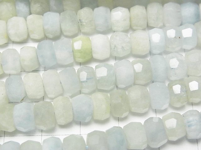 [Video]High Quality! Beryl Mix (Multicolor Aquamarine) AA Faceted Button Roundel 8x8x5mm half or 1strand beads (aprx.15inch/38cm)