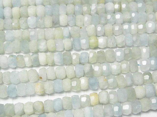 [Video]High Quality! Beryl Mix (Multicolor Aquamarine) AA Faceted Button Roundel 8x8x5mm half or 1strand beads (aprx.15inch/38cm)