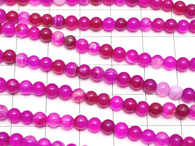 [Video] Pink stripe agate Round 4mm 1strand beads (aprx.14inch/34cm)