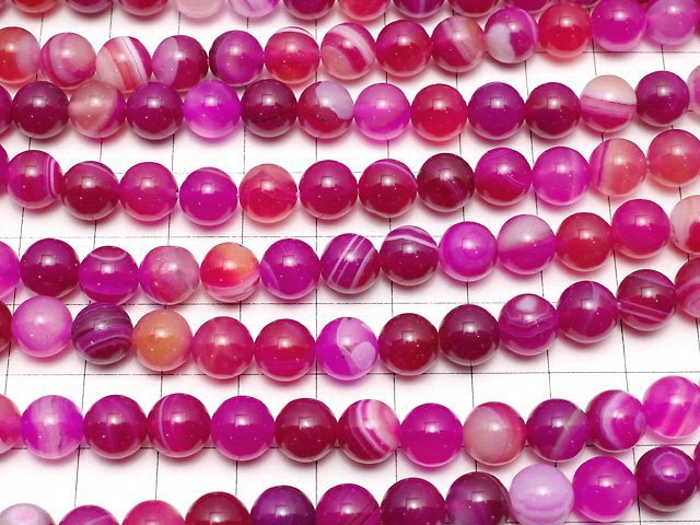 [Video] Pink stripe agate Round 8mm 1strand beads (aprx.15inch/36cm)