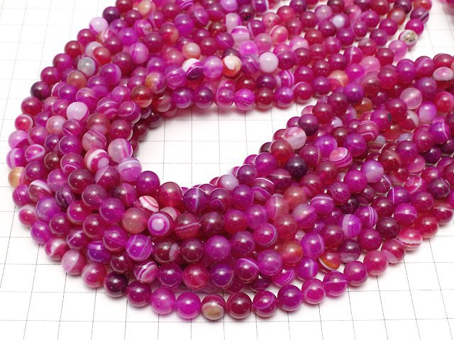 [Video] Pink stripe agate Round 8mm 1strand beads (aprx.15inch/36cm)