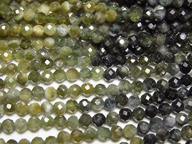 [Video]High Quality! Green Tourmaline AA+ Faceted Round 3mm 1strand beads (aprx.15inch/37cm)