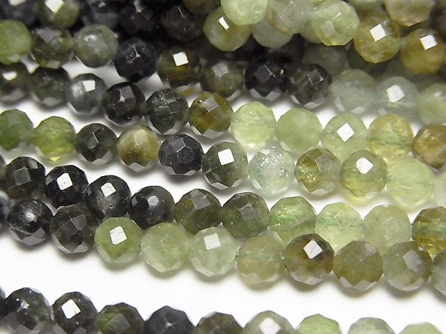 [Video]High Quality! Green Tourmaline AA+ Faceted Round 4mm 1strand beads (aprx.15inch/37cm)