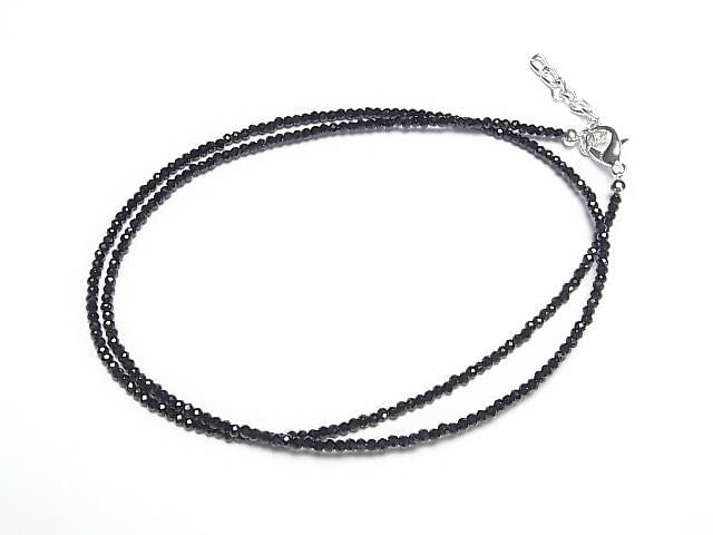 [Video] High Quality Black Spinel AAA Faceted Round 2mm Necklace