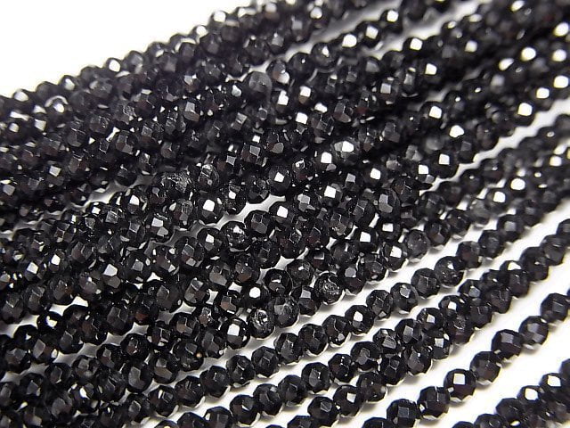 [Video]High Quality Black Spinel AAA Faceted Round 2mm Necklace