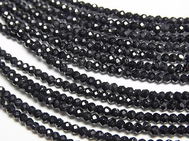 [Video] High Quality Black Spinel AAA Faceted Round 2mm Necklace