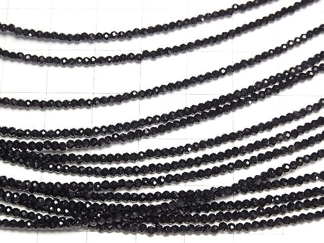 [Video]High Quality Black Spinel AAA Faceted Round 2mm Necklace