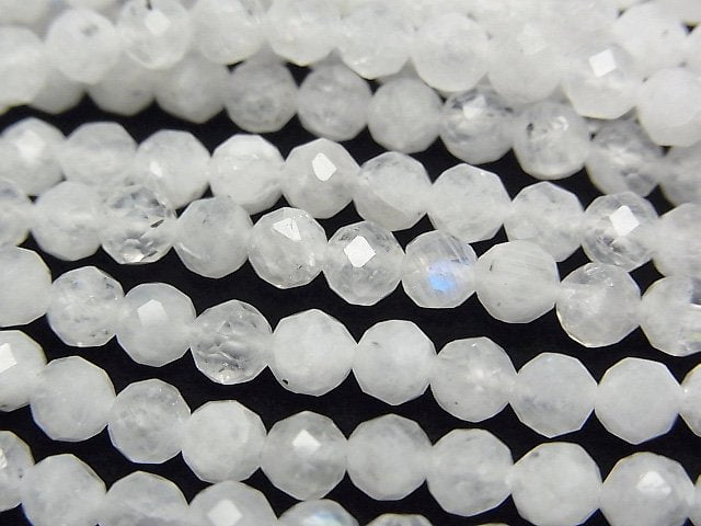 [Video]High Quality! Rainbow Moonstone AA Faceted Round 4mm 1strand beads (aprx.15inch/37cm)