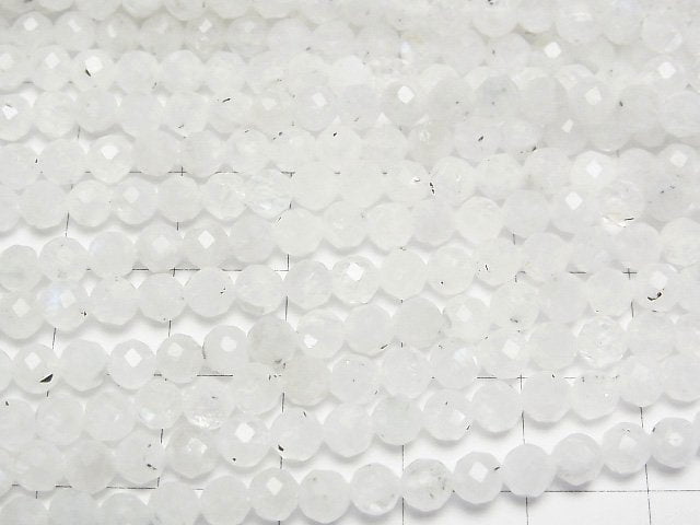 [Video]High Quality! Rainbow Moonstone AA Faceted Round 4mm 1strand beads (aprx.15inch/37cm)