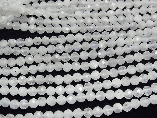 [Video]High Quality! Rainbow Moonstone AA Faceted Round 4mm 1strand beads (aprx.15inch/37cm)