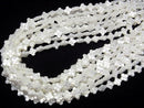 [Video] High-quality White Shell (Silver-lip Oyster) Clover (Both Side Finish) 8x8x4mm 1/4 or 1-strand beads (approx. 15 inches/38 cm)