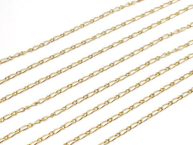 14KGF Figaro (long and short) chain 1.5mm 10cm