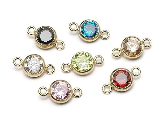 14KGF Charm w/CZ 4.5x4.5x2.5mm [Both Side] 1pc