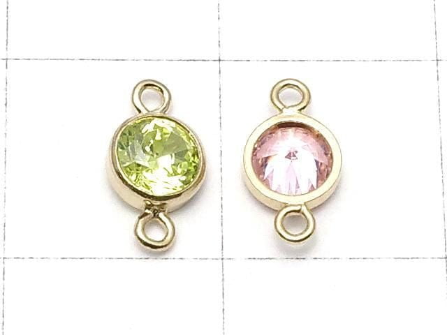 14KGF Charm w/CZ 4.5x4.5x2.5mm [Both Side] 1pc