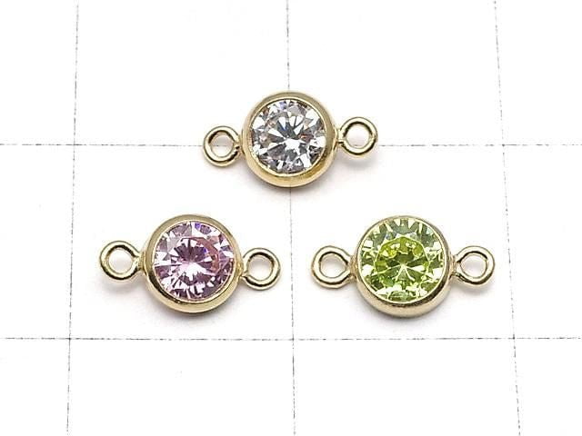 14KGF Charm w/CZ 4.5x4.5x2.5mm [Both Side] 1pc